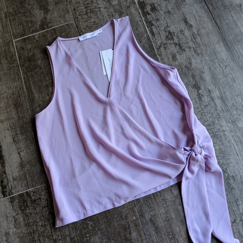 ALL IN FAVOR Faux Wrap Side Tie Tank Top Small